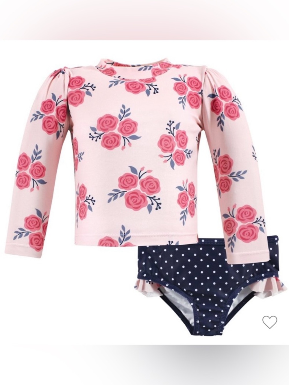 NWT - Hudson Baby Swim Rashguard Set in Pink Navy Roses